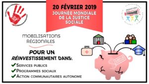 20 février Journée Mondiale de la justice sociale : Pour un réinvestissement dans les services publics, les programmes sociaux et l'action communautaire autonome contre les compressions