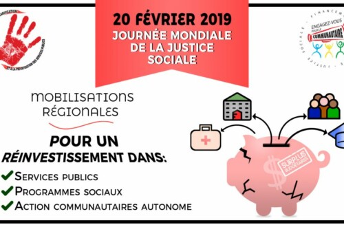 20 février Journée Mondiale de la justice sociale : Pour un réinvestissement dans les services publics, les programmes sociaux et l'action communautaire autonome contre les compressions